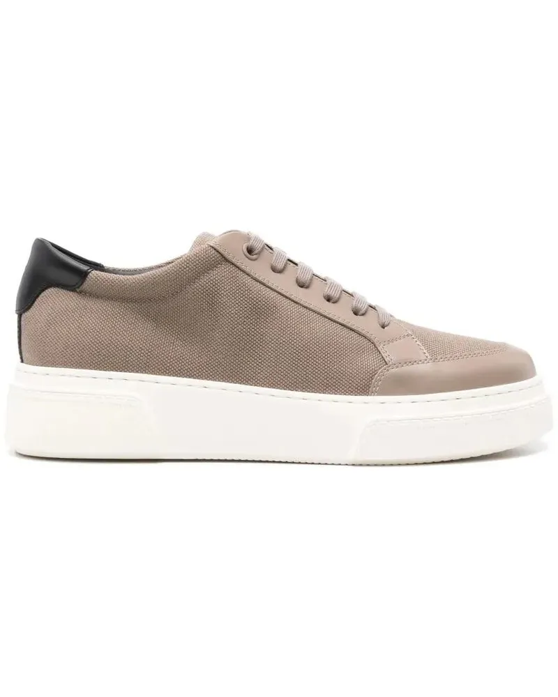Giorgio Armani Low-Top Sneaker Elegant Black Trainers With Minimalist Design beige Beige