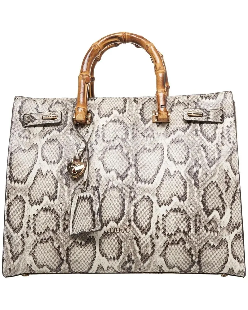 Liu Jo Hobo Bags Grey Handbag With Textured Snake Pattern grau Grau