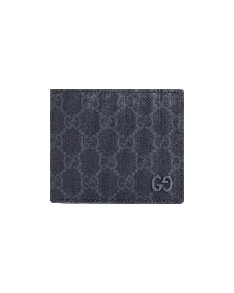 Gucci Portemonnaies Black Steel Gg Supreme Textile Wallet schwarz Schwarz