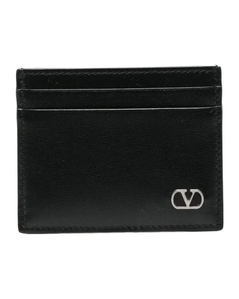 Valentino Garavani Portemonnaies Minimalist Black Leather Card Holder schwarz Schwarz