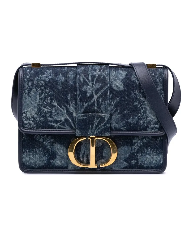 Dior Hobo Bags Printed Denim Flowers 30 Montaigne Flap blau Blau