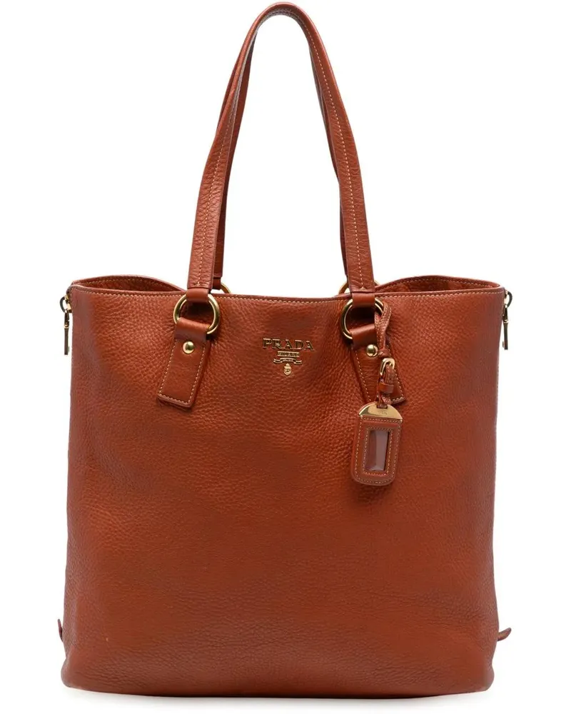 Prada Shopper Vitello Daino Side Zip Tote braun Braun