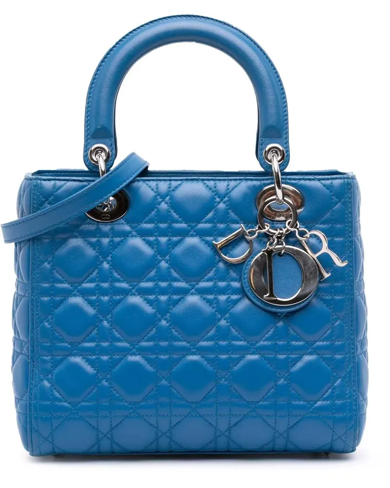 Dior Hobo Bags Medium Lambskin Cannage Lady Dior blau Blau