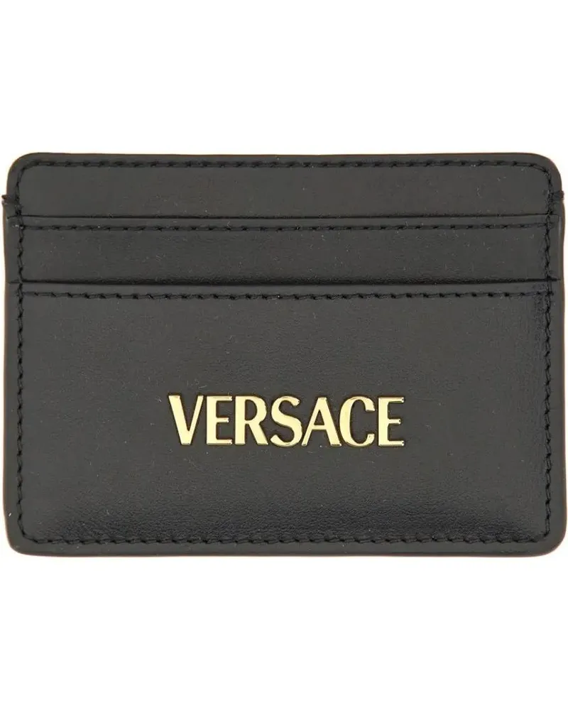Versace Portemonnaie Leather Card Holder schwarz Schwarz