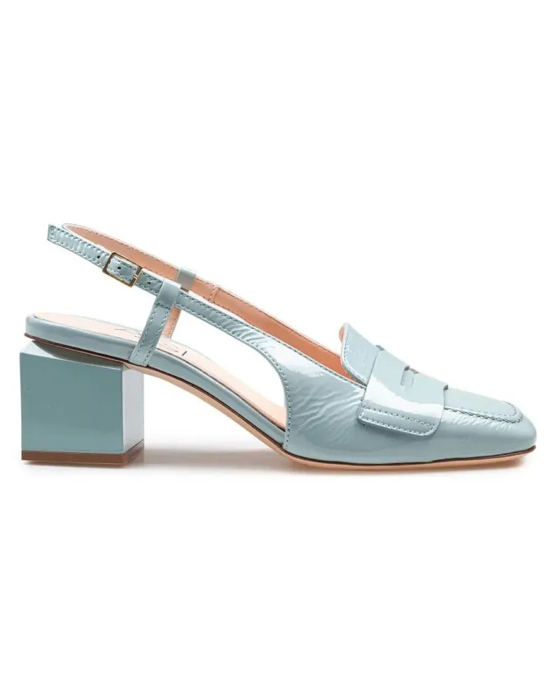Attilio Giusti Leombruni Classic Patent Leather Moccasin With Square Toe blau Blau