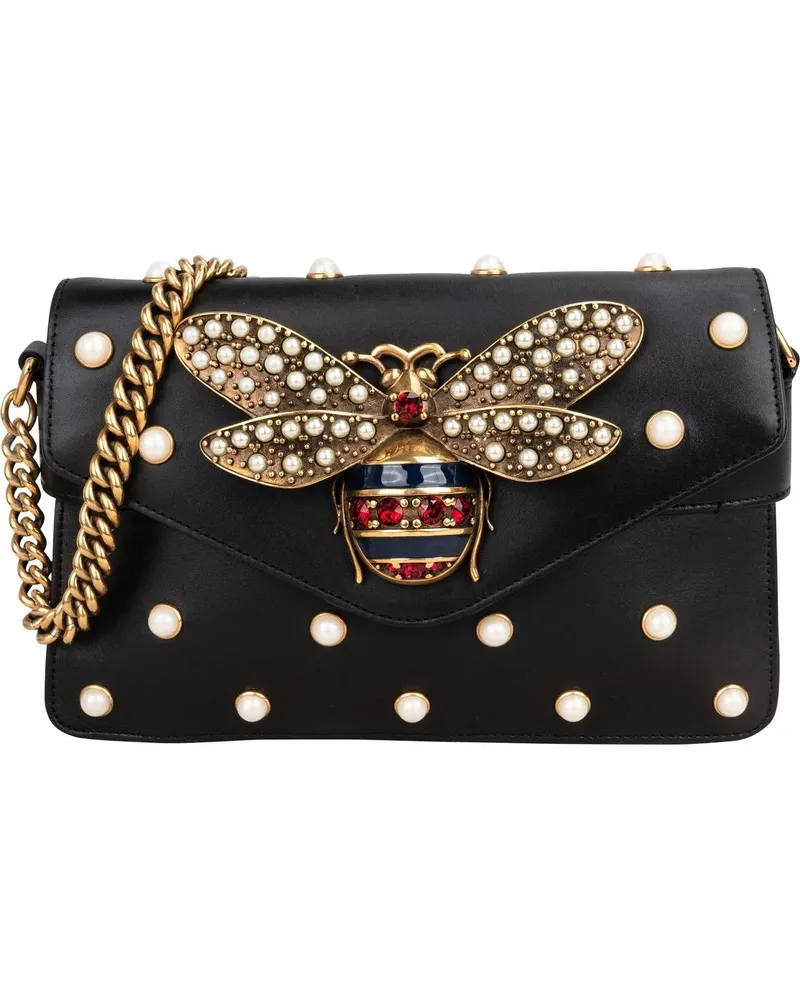 Gucci Crossbody Bags  Black Leather Queen Margaret Bee Shoulder Ba schwarz Schwarz
