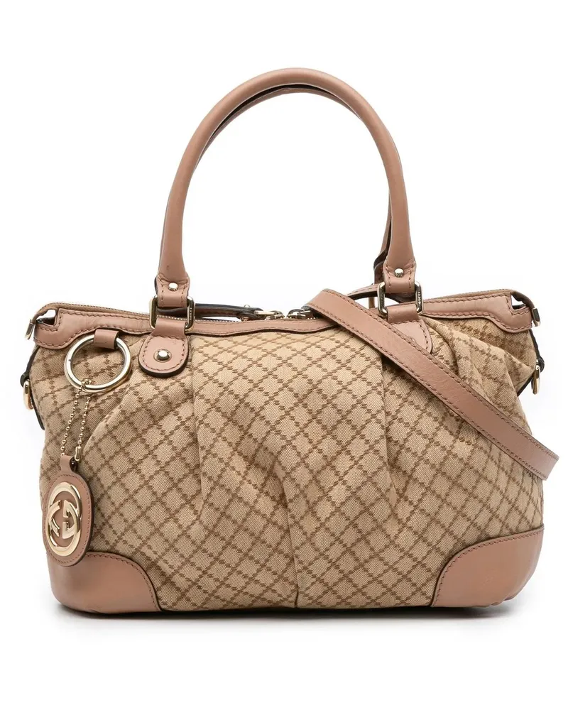 Gucci Hobo Bags Diamante Canvas Sukey Satchel braun Braun