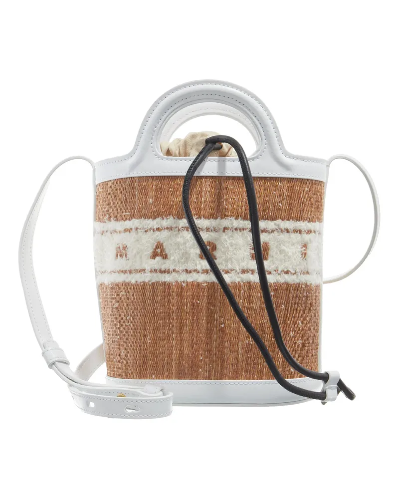 Marni Beuteltaschen Mini Bucket Rafia Jacquard braun Braun