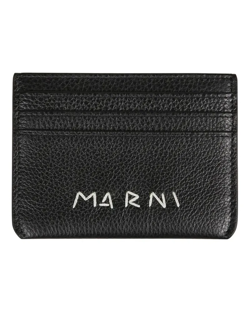 Marni Portemonnaies Minimal Leather Card Holder schwarz Schwarz