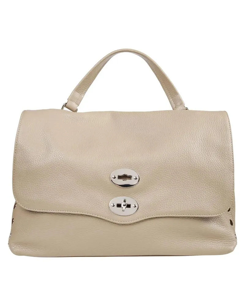 Zanellato Hobo Bags Hammered Leather Handbag With Dual Turn-Lock Closu beige Beige