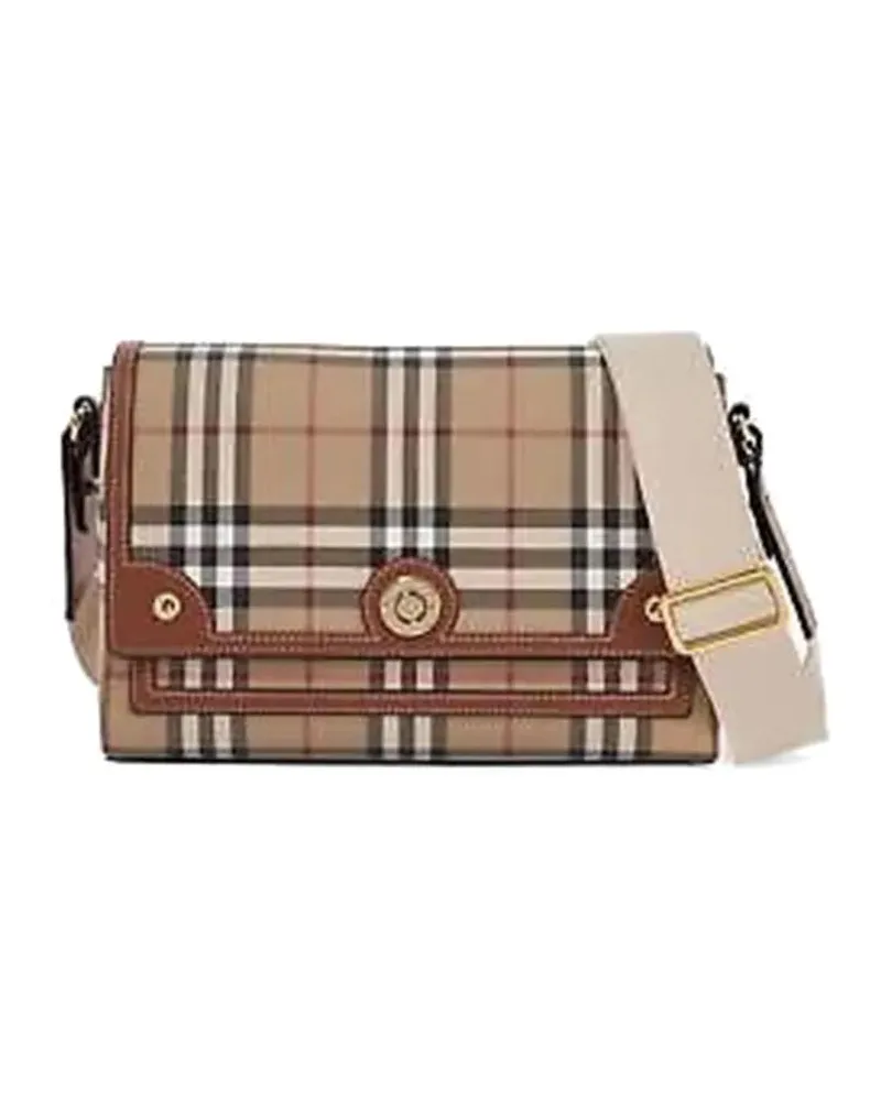 Burberry Hobo Bags Classic Check Pattern Shoulder Bag With Flap Closu braun Braun