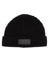 Valentino Garavani Mützen Logo Patch Beanie Schwarz