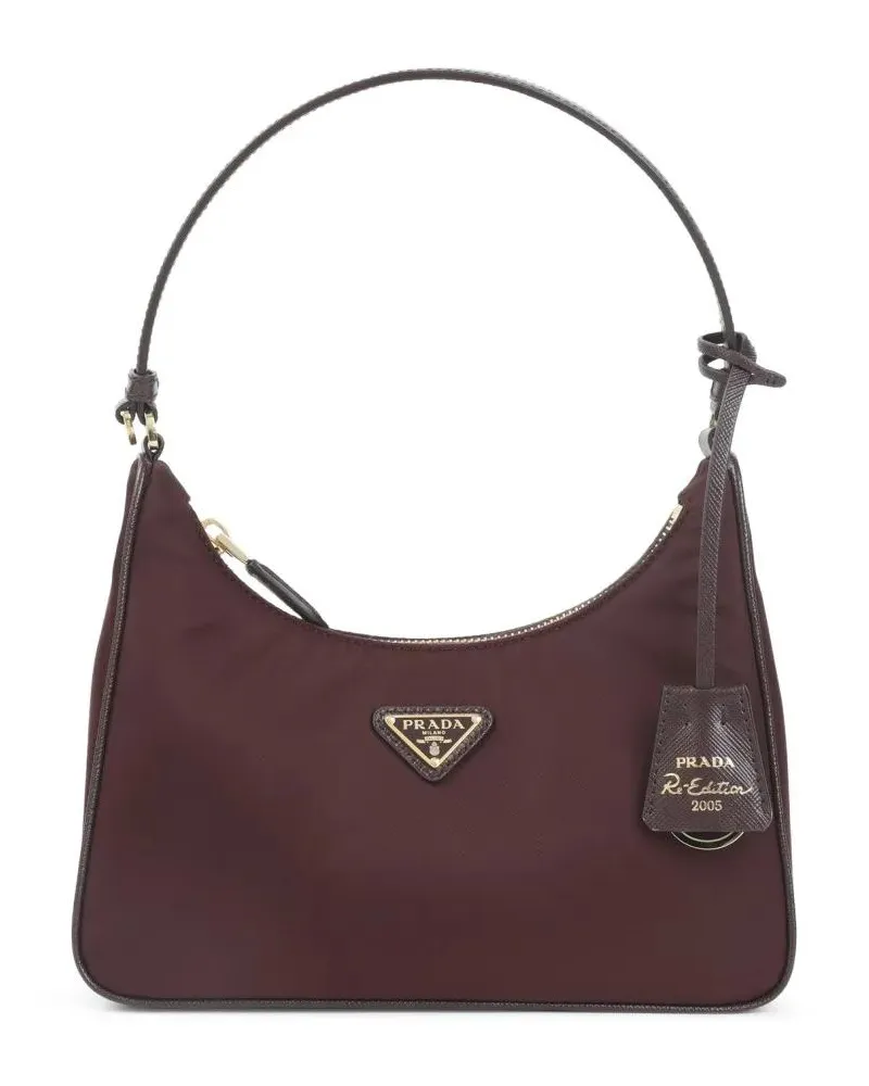 Prada Hobo Bags Compact Burgundy Mini Bag With Top Handle rot Rot