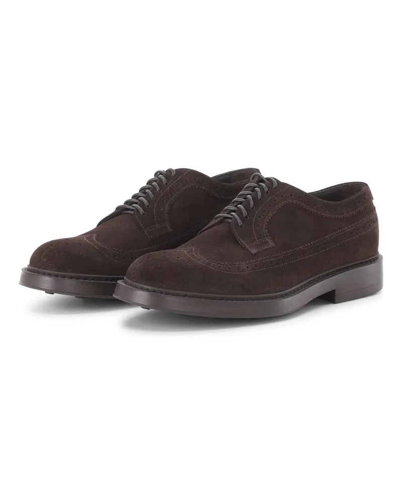Doucal´s Low-Top Sneaker Wingtip-Schnürschuh aus Veloursleder braun Braun
