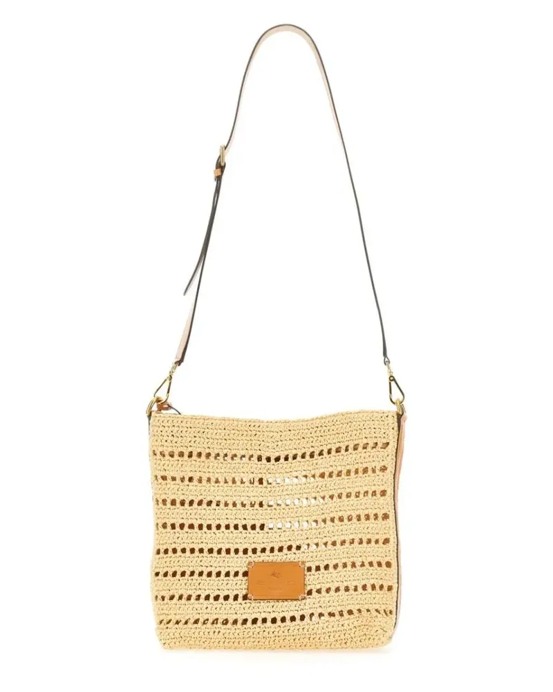 Etro Shopper & Totes Perforated Raffia Shoulder Bag beige Beige