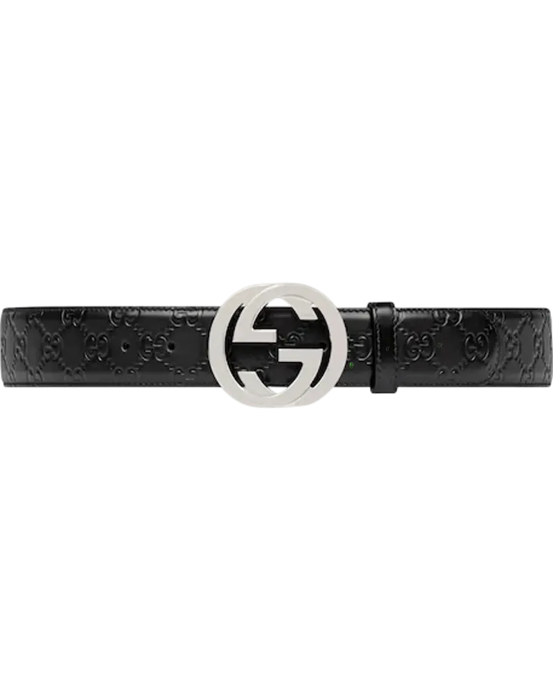 Gucci Gürtel Cintura Con Fibbia Interlocking GG schwarz Schwarz