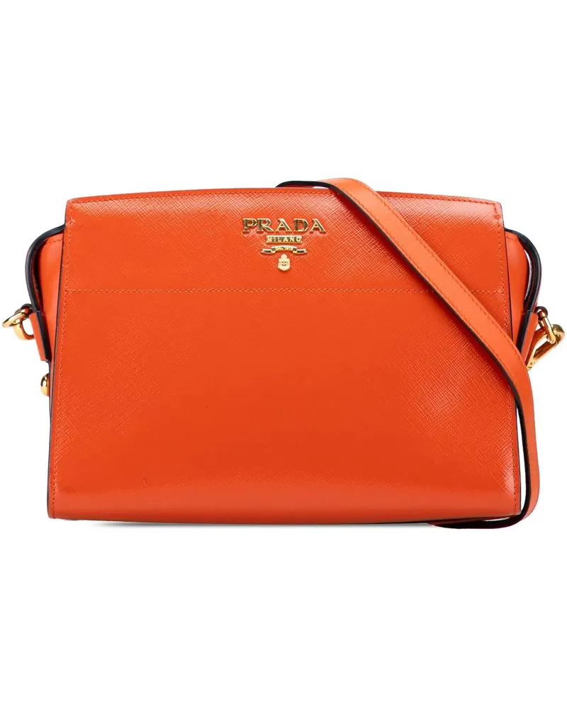 Prada Hobo Bags Saffiano Vernice Esplanade Crossbody orange Orange