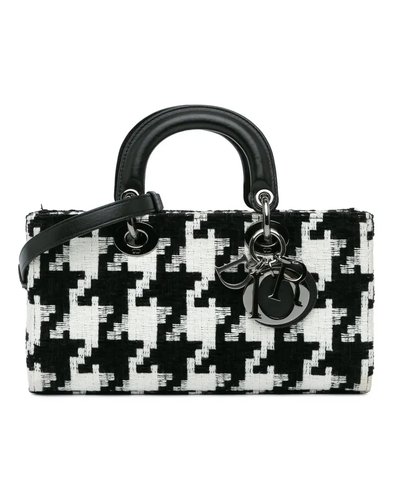 Dior Hobo Bags 2022 Medium Canvas Macro Houndstooth Lady D Joy schwarz Schwarz