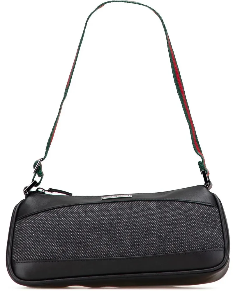 Gucci Hobo Bags Denim Web Shoulder Bag schwarz Schwarz