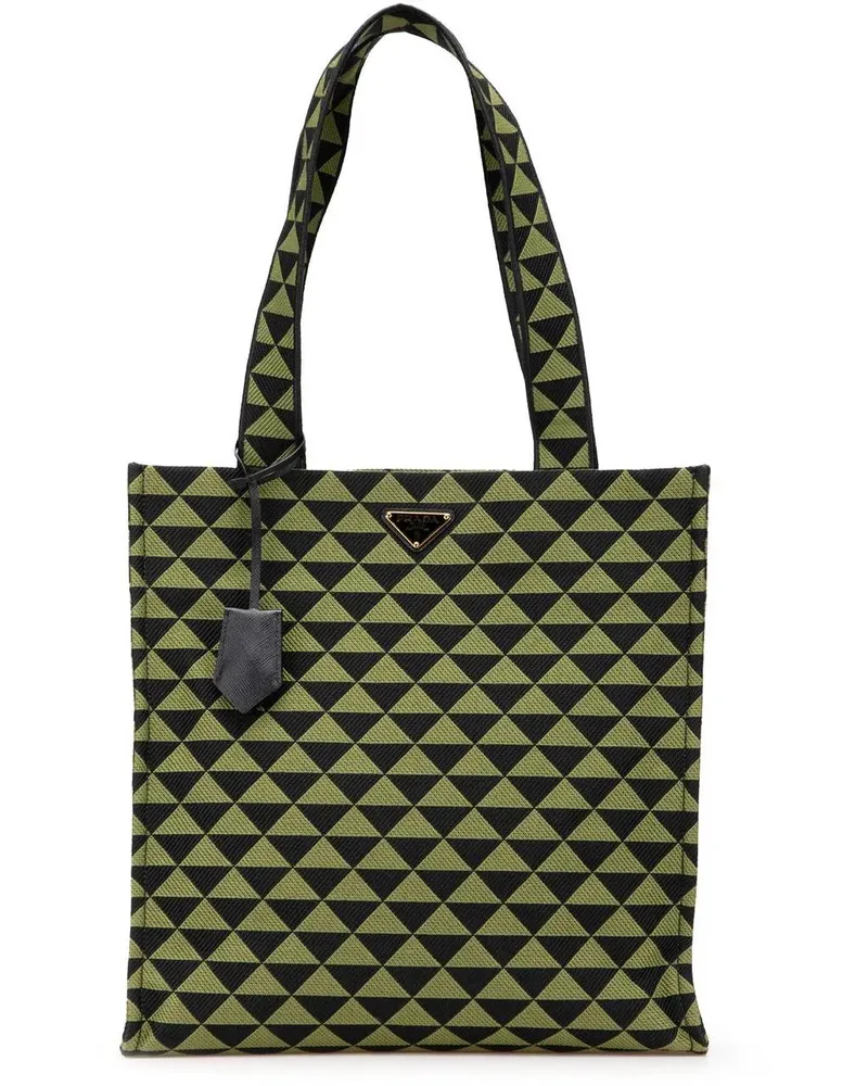 Prada Shopper Jacquard Triangolo Symbole Shopping Tote grün Grün