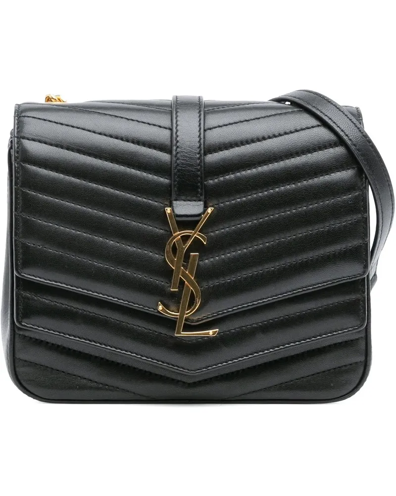 Saint Laurent Hobo Bags Small Chevron Lambskin Monogram Sulpice Bag schwarz Schwarz