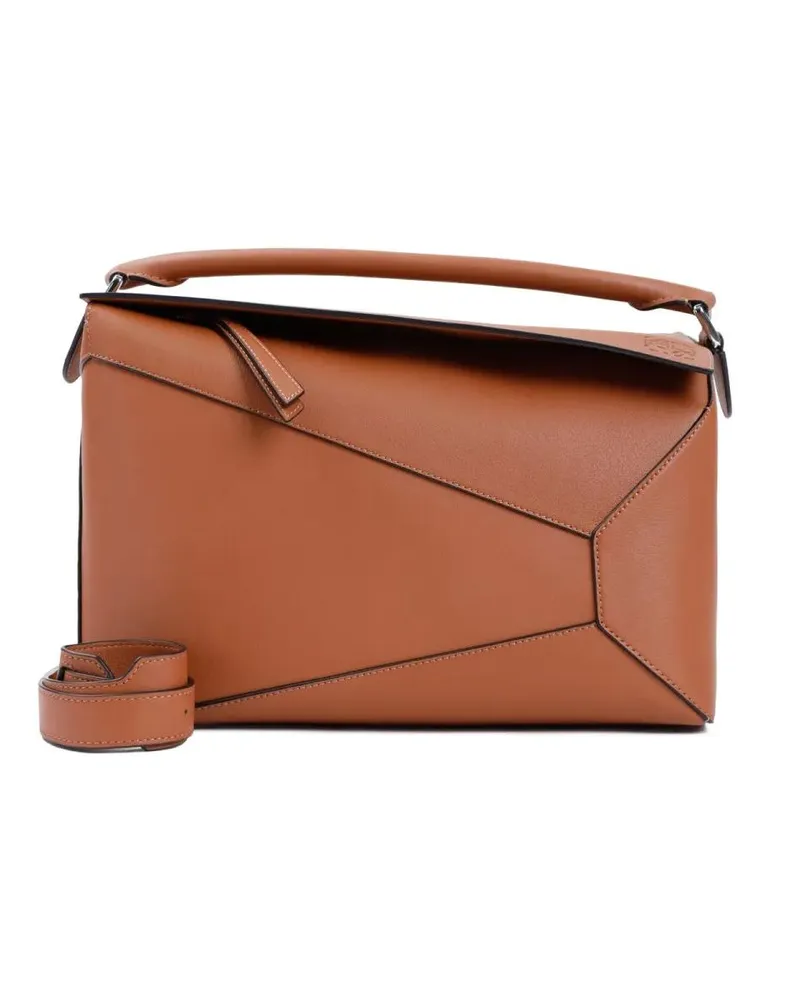 Loewe Hobo Bags Geometric Brown Calfskin Puzzle Edge Shoulder Bag braun Braun