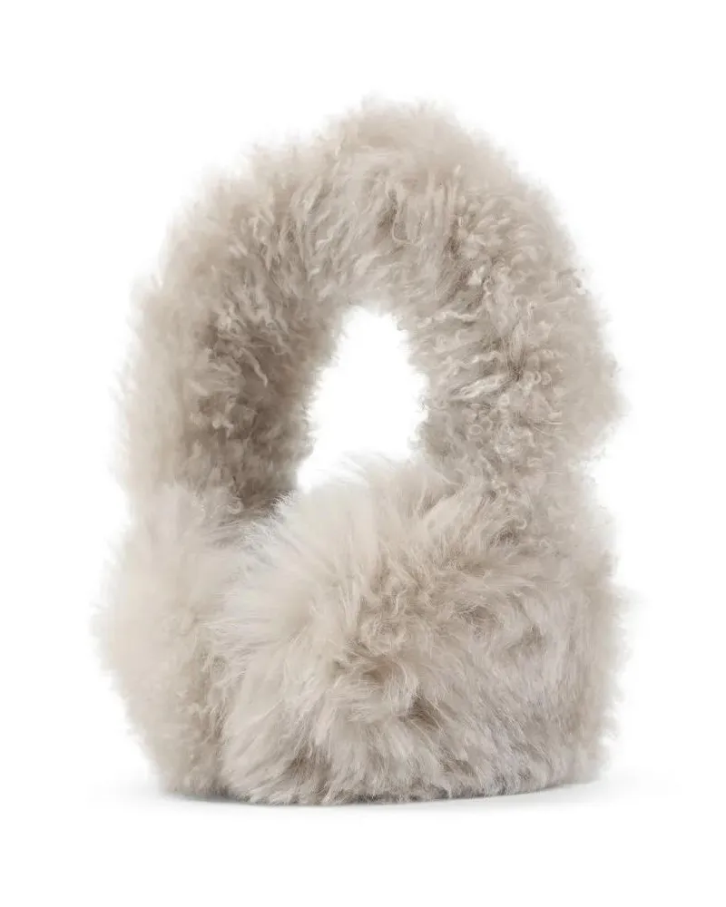 Yves Salomon Clutches Round Lamb Fur Accessory With Fluffy Texture beige Beige