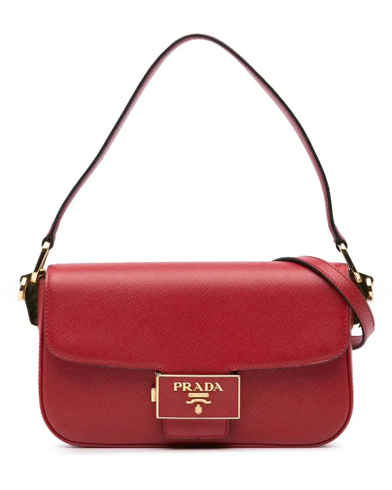 Prada Hobo Bags 2013-2024 Saffiano Lux Embleme Satchel rot Rot