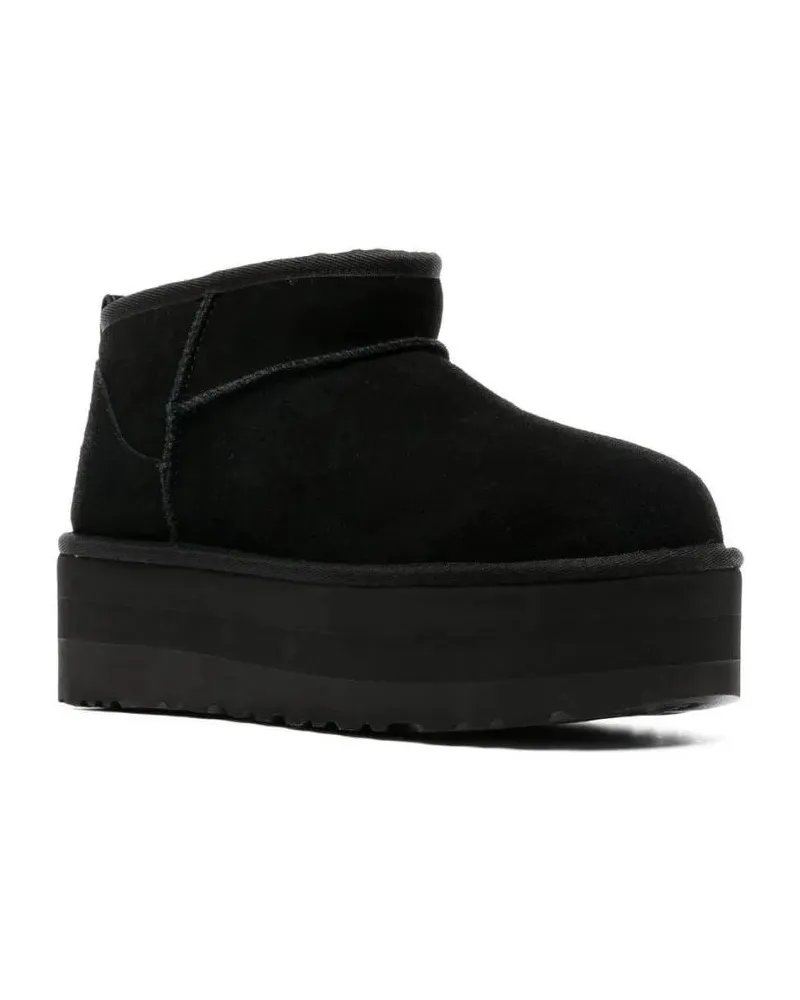UGG Stiefel Black Leather Classic Ultra Mini Platform Ankle Bo schwarz Schwarz
