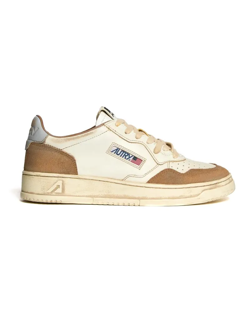 AUTRY Low-Top Sneaker Cognac Leather And Suede Low-Top Sneakers beige Beige