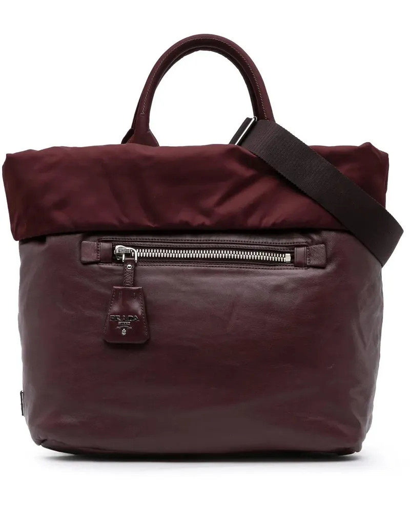 Prada Hobo Bags 2000-2024 Tessuto and Nappa Reversible Satchel rot Rot