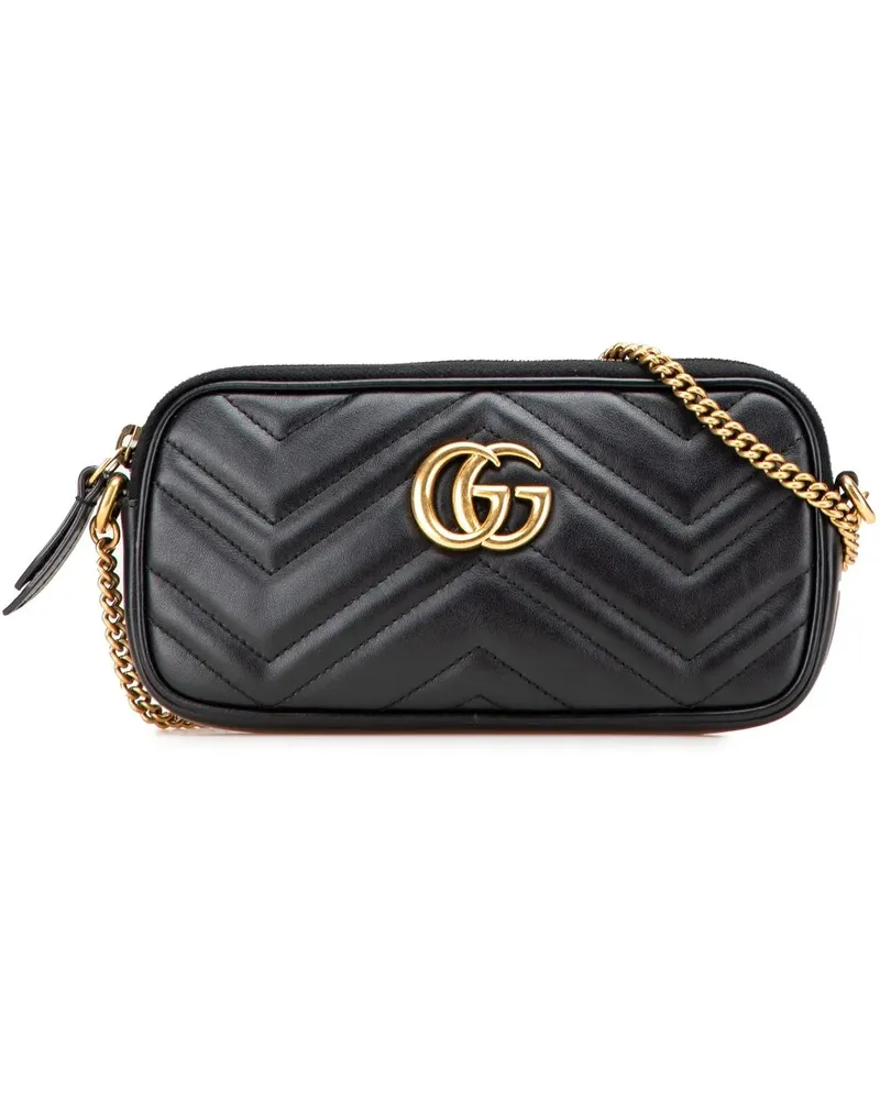 Gucci Hobo Bags Mini GG Marmont Matelasse Leather Camera Crossbody schwarz Schwarz