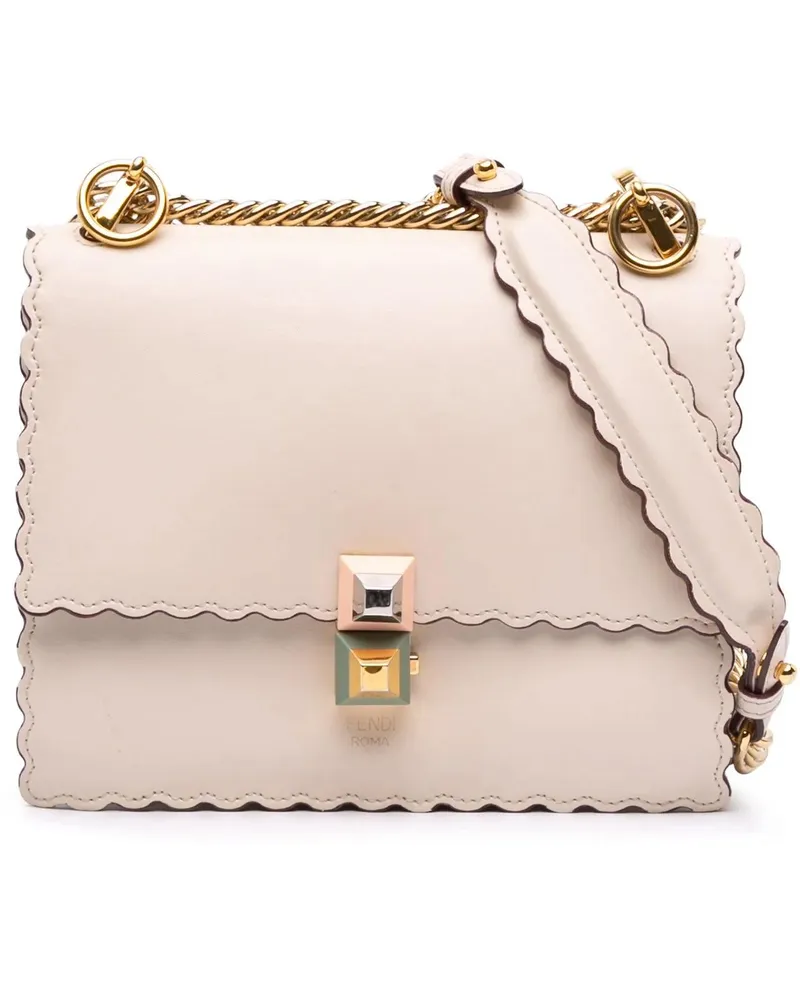 Fendi Hobo Bags Small Scalloped Leather Kan I Crossbody rosa Gold