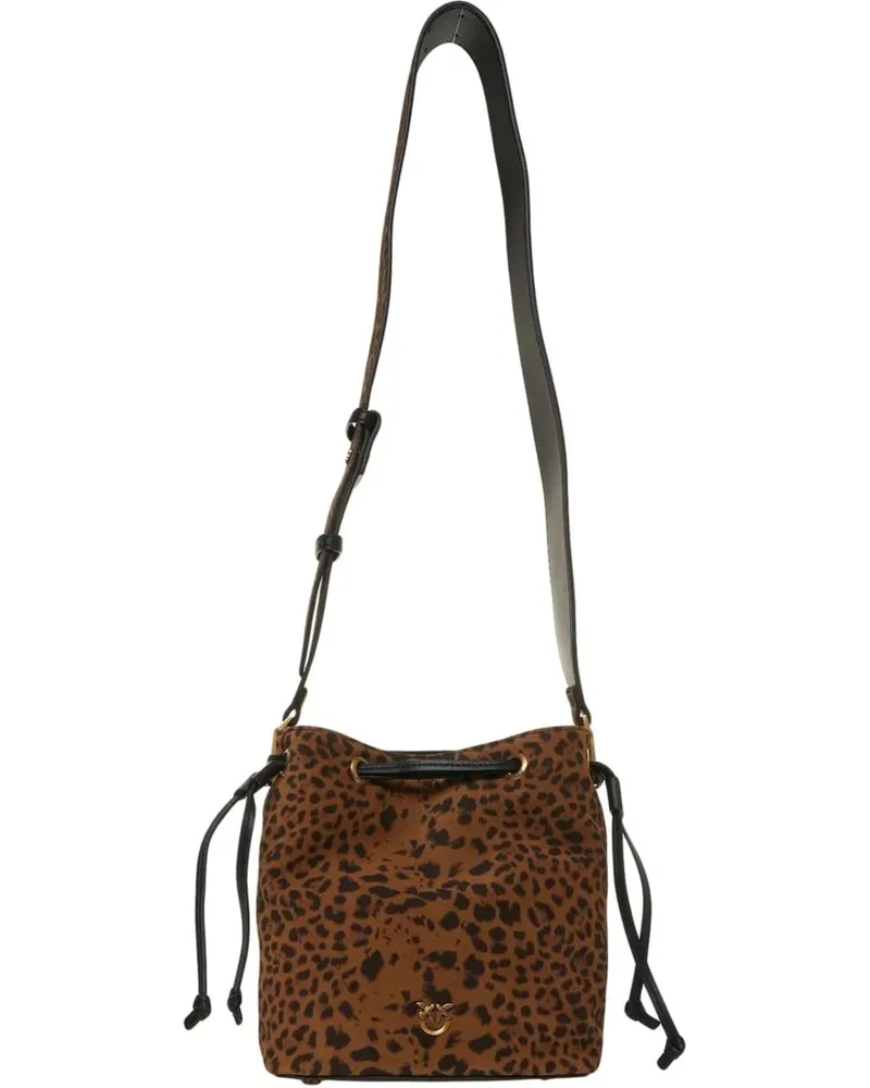 Pinko Hobo Bags Bucket bag with animal print braun Braun