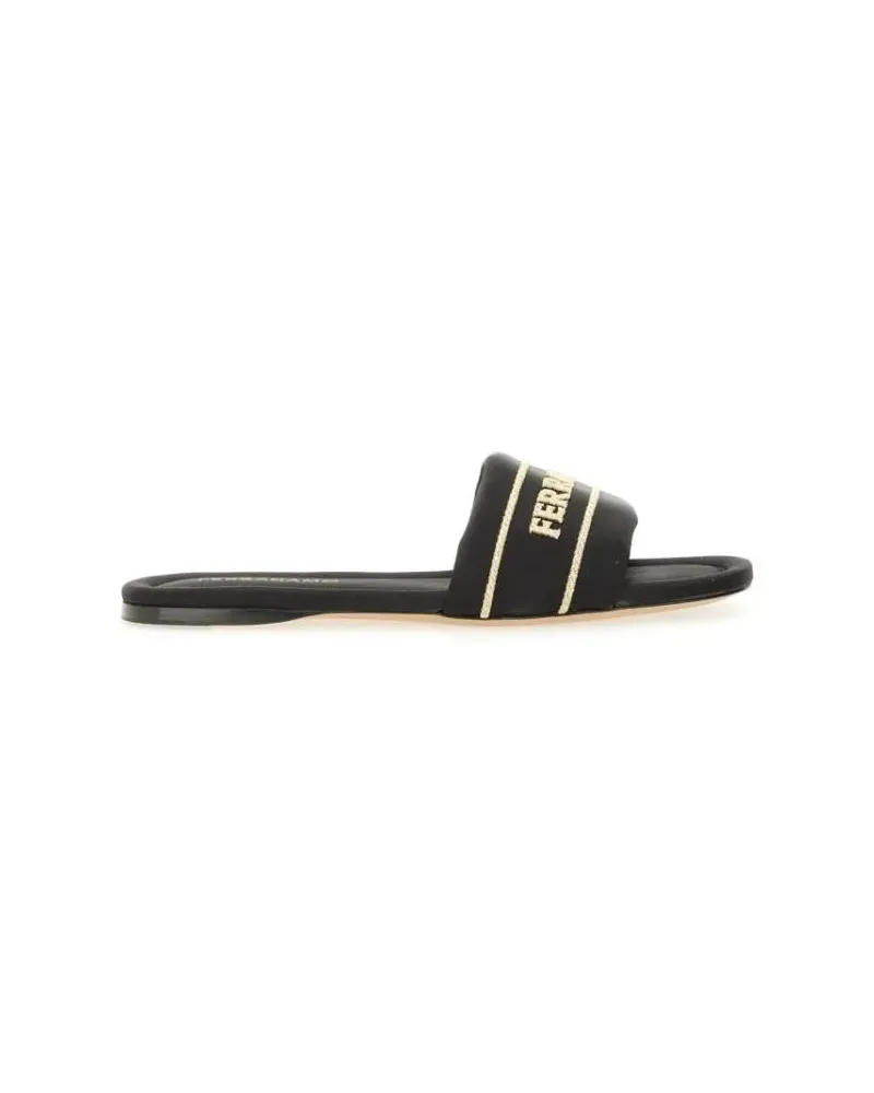 Ferragamo Sandalen Slide Sandal With Iconic Logo Detail schwarz Schwarz