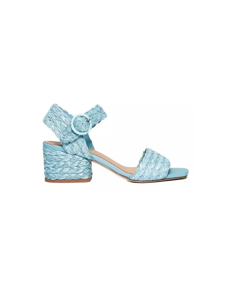 Paloma Barceló Sandalen Woven Raffia Heeled Sandals With Ankle Strap blau Blau