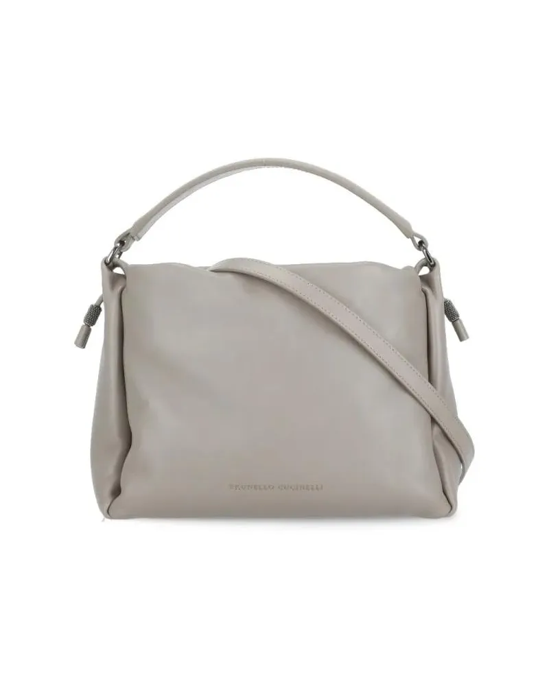 Brunello Cucinelli Shopper Grey Cucinelli Leather Hand Bag Grau