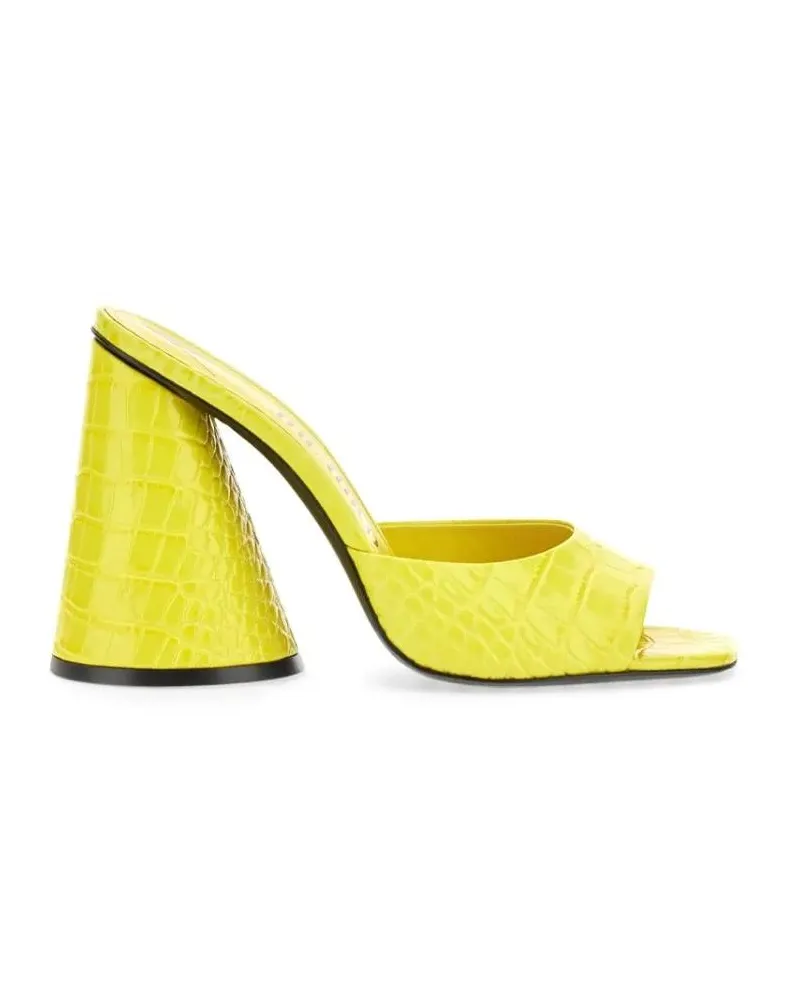 ATTICO Slipper & Pantoletten Crocodile-Embossed Yellow Leather Mules goldfarben Gold