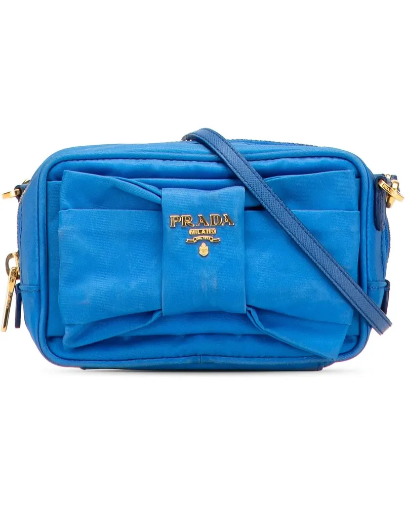 Prada Hobo Bags Tessuto Fiocco Bow Crossbody blau Blau