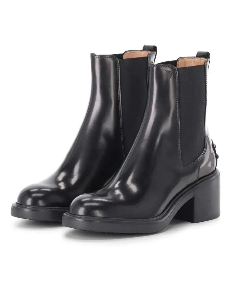 TOD'S Low-Top Sneaker Stiefeletten aus Leder schwarz Schwarz