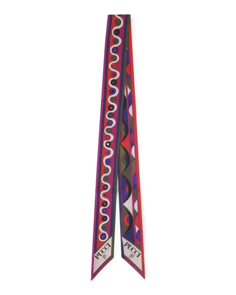 Emilio Pucci Tücher & Schals Geometric Print Silk Scarf With Logo Detail bunt Bunt