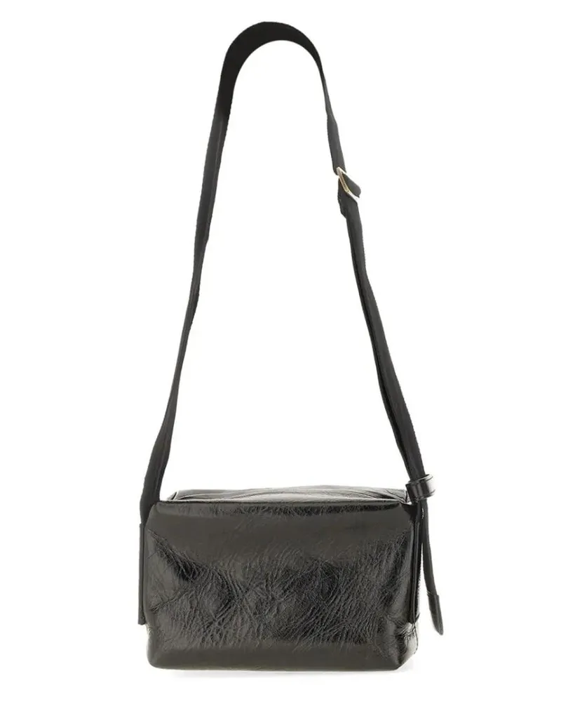 Uma Wang Hobo Bags Rectangular Shoulder Bag In Textured Carbon Fiber schwarz Schwarz