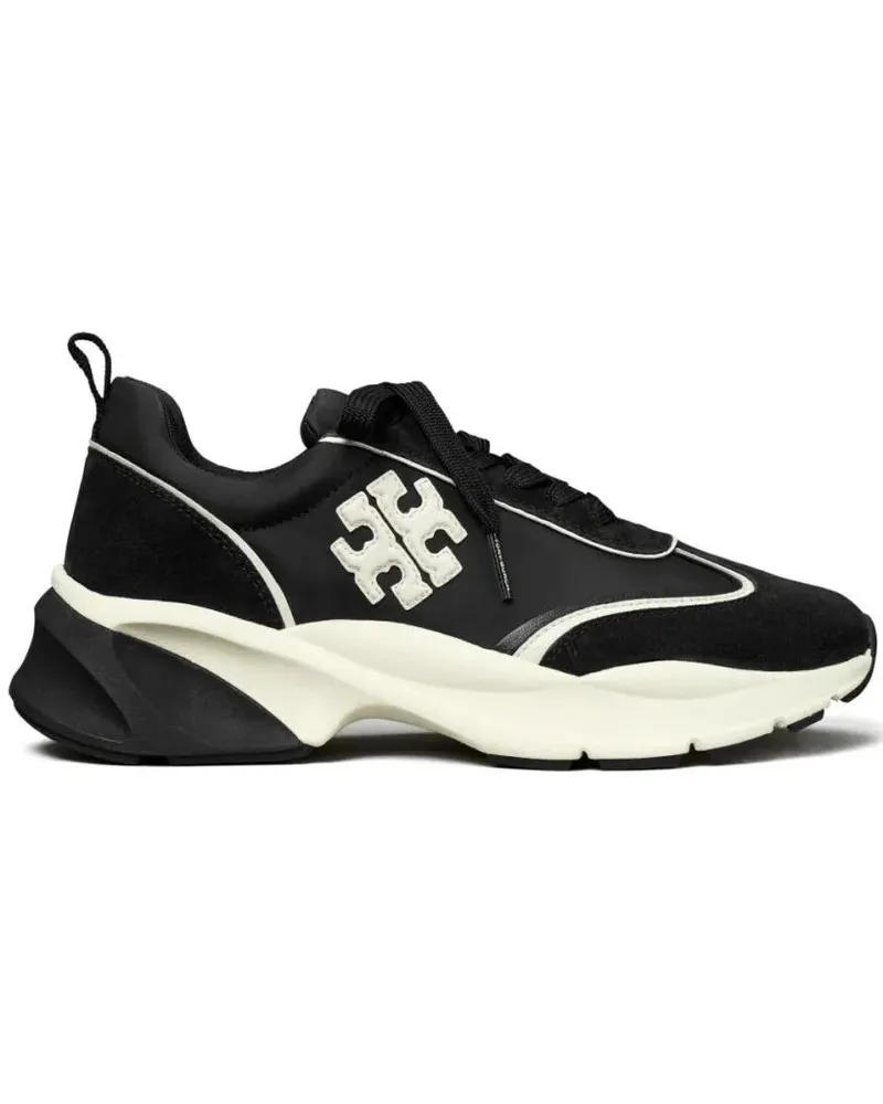 Tory Burch Low-Top Sneaker Two-Tone Trainer Shoes With Suede schwarz Schwarz