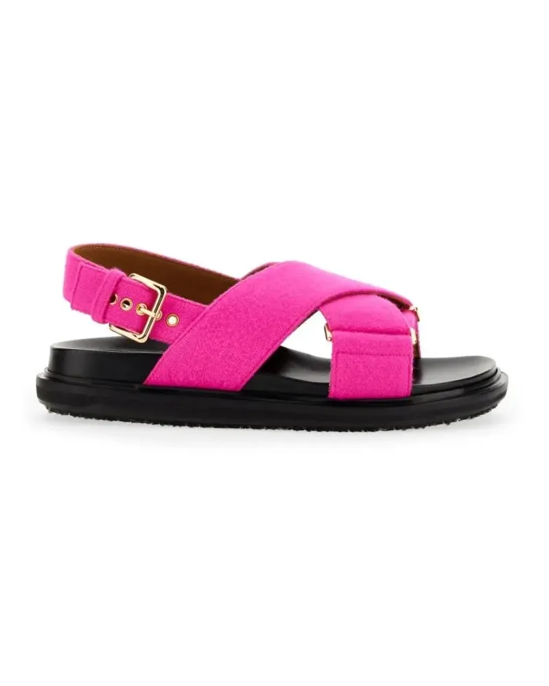 Marni Sandalen Crisscross Leather Sandal With Gold-Tone Buckles pink Rosa