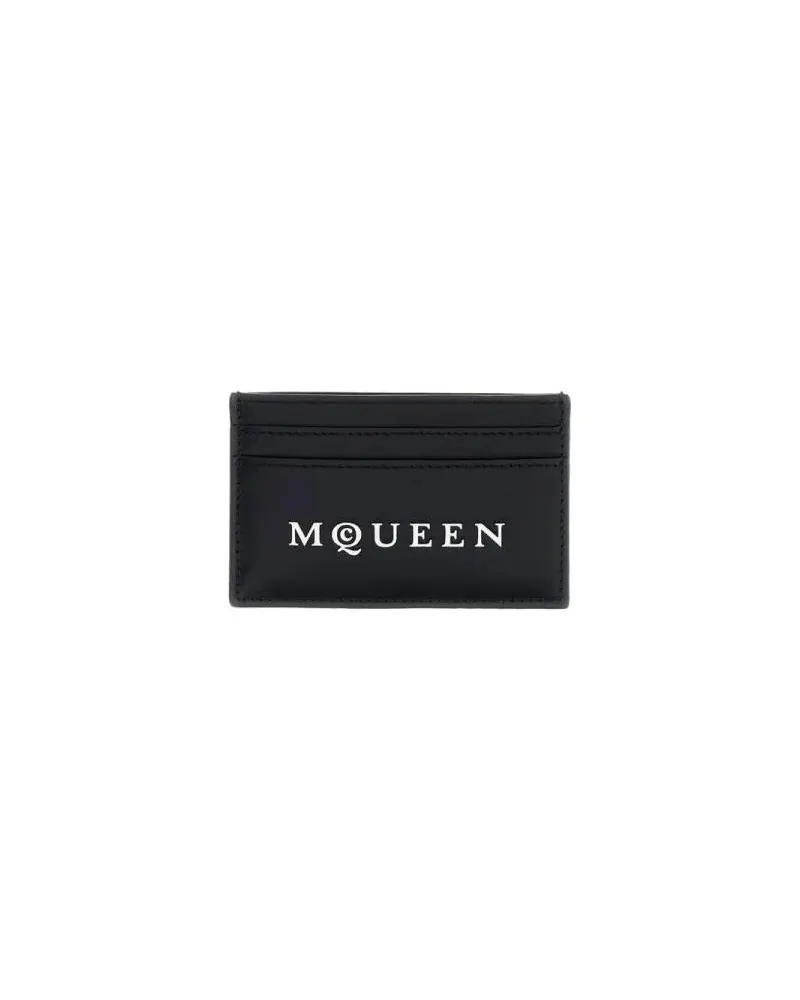 Alexander McQueen Portemonnaies Leather Card Case With Multiple Compartments schwarz Schwarz