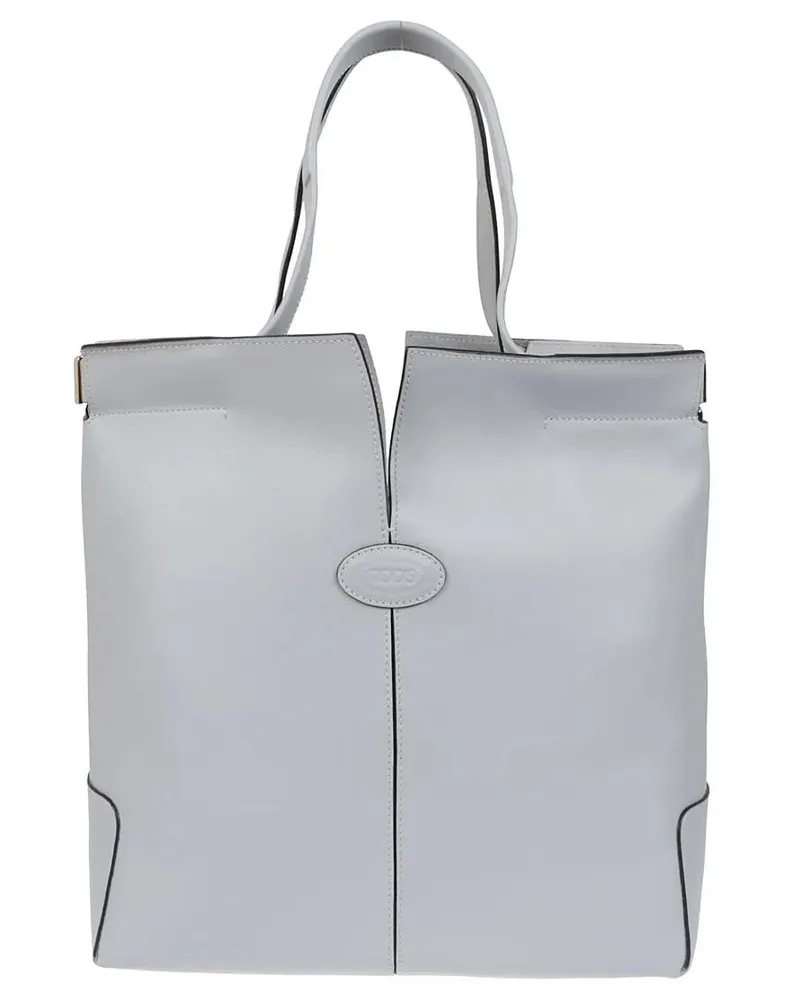TOD'S Shopper & Totes Minimalist Grey Leather Tote Bag With Structured S grau Grau
