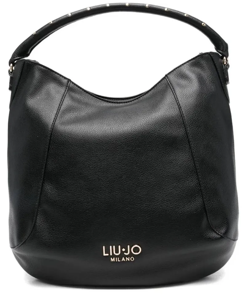 Liu Jo Hobo Bags Polyurethane Shoulder Bag With Metallic Detailing schwarz Schwarz