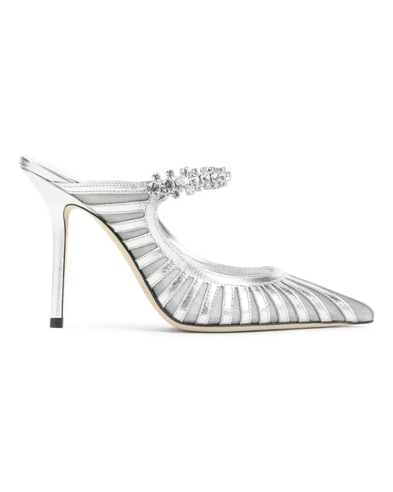 Jimmy Choo Hohe Schuhe Metallic Leather Pumps With Crystal-Embellished St silberfarben Silber