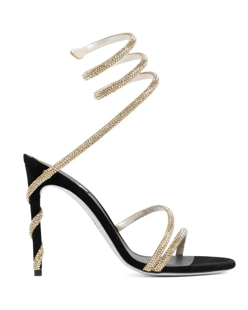 René Caovilla Sandalen Crystal-Embellished Stiletto Sandals With Spiraled schwarz Schwarz