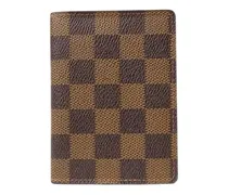Portemonnaie Damier Ebene Cardholder With Brown Leather Lining braun